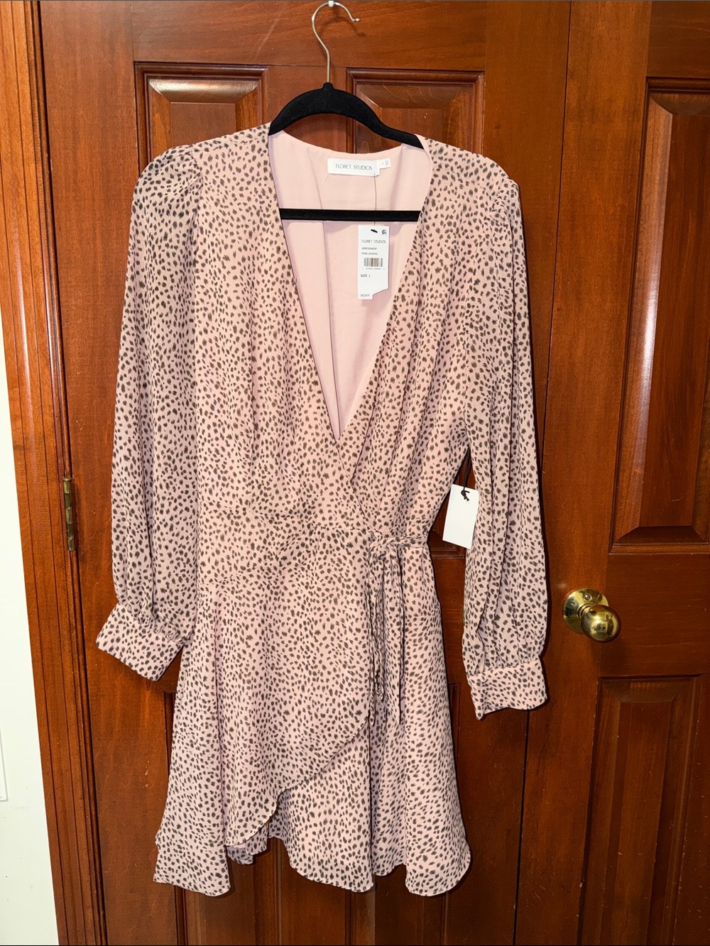 Newman Marcus Floret Studios Pink Animal Printed Wrap Mini Dress